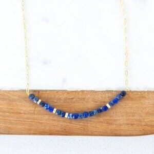 Bundle Lapis Lazuli Beaded Bracelet and Blue Lapiz Lazuli Gemstone Necklace CUTE